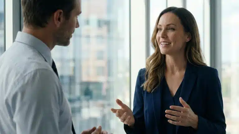 big five persoonlijkheid (afbeelding 1) Een professional spreekt met een collega