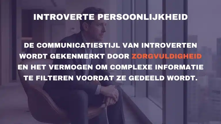 introverte persoonlijkheid (afbeelding 2) Tekstafbeelding over de introverte persoonlijkheid waarin de zorgvuldige communicatiestijl en het vermogen om informatie te filteren als unieke kwaliteiten worden benadrukt.