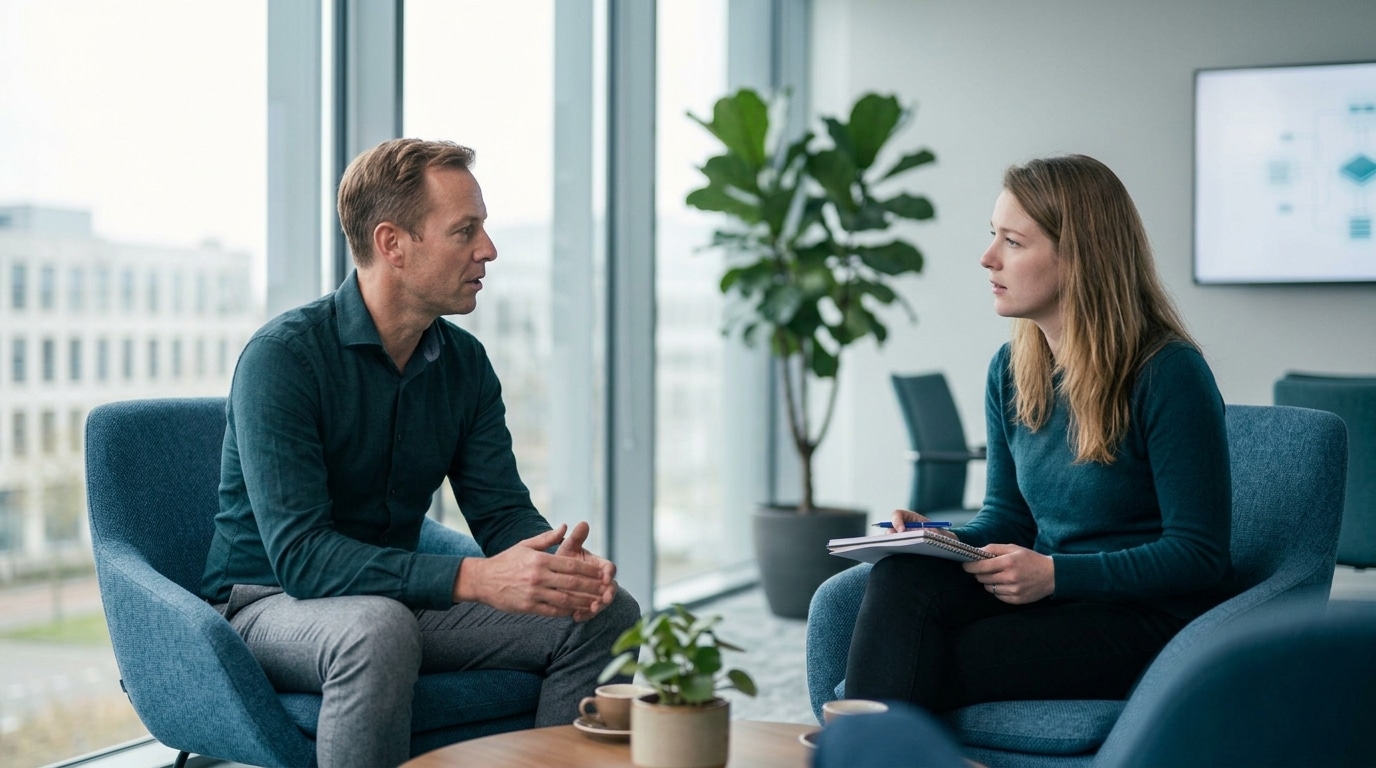 Home Een een-op-een coachgesprek tussen twee professionals